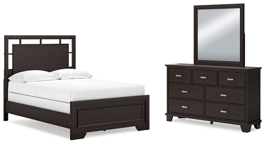 Covetown Full Panel Bed with Mirrored Dresser