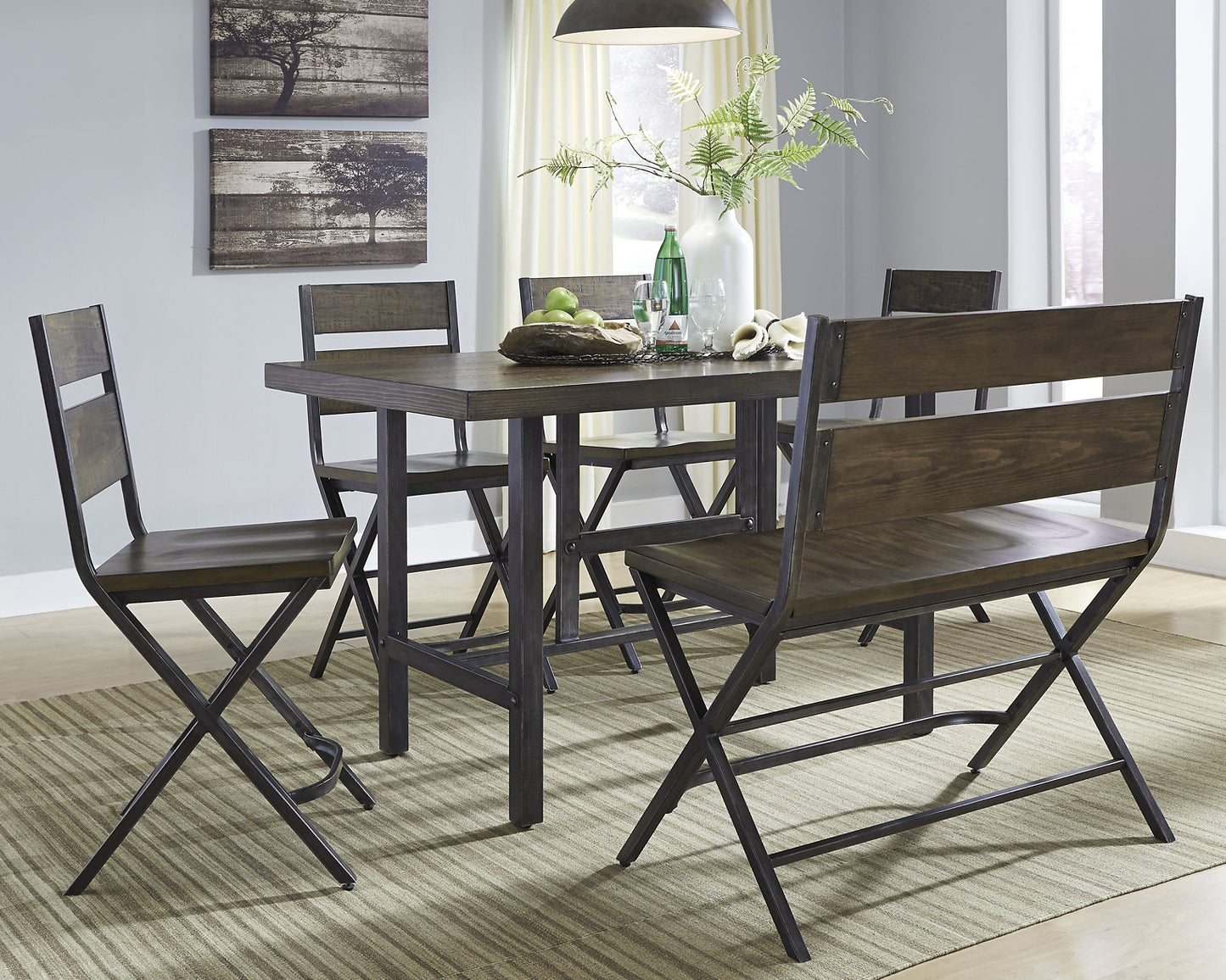 Ashley Express - Kavara Counter Height Dining Table and 4 Barstools and Bench