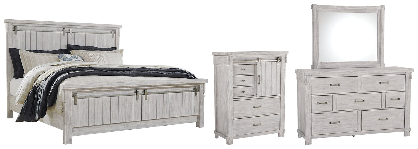 Brashland Queen Panel Bed with Mirrored Dresser and Chest