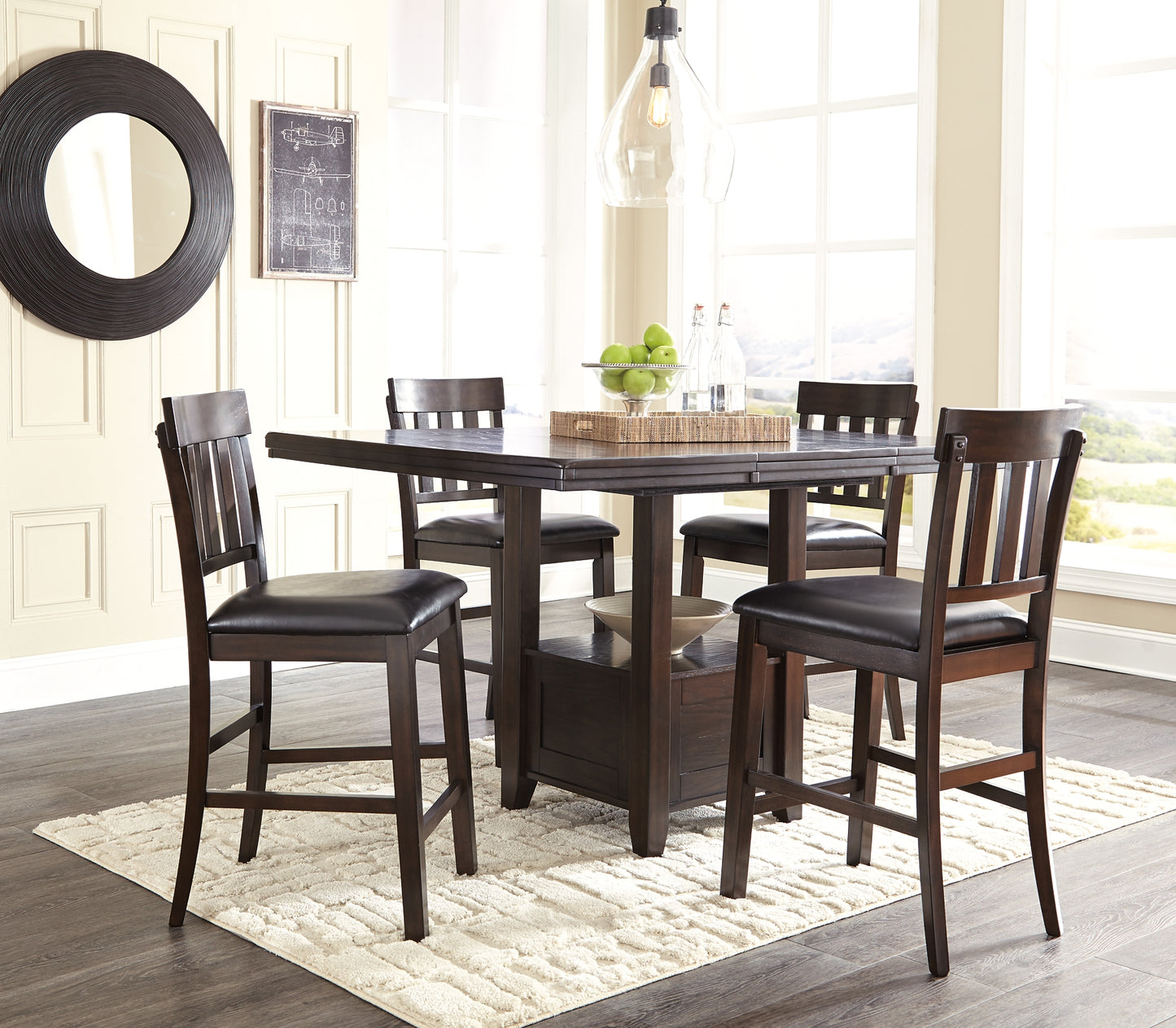 Ashley Express - Haddigan Counter Height Dining Table and 4 Barstools