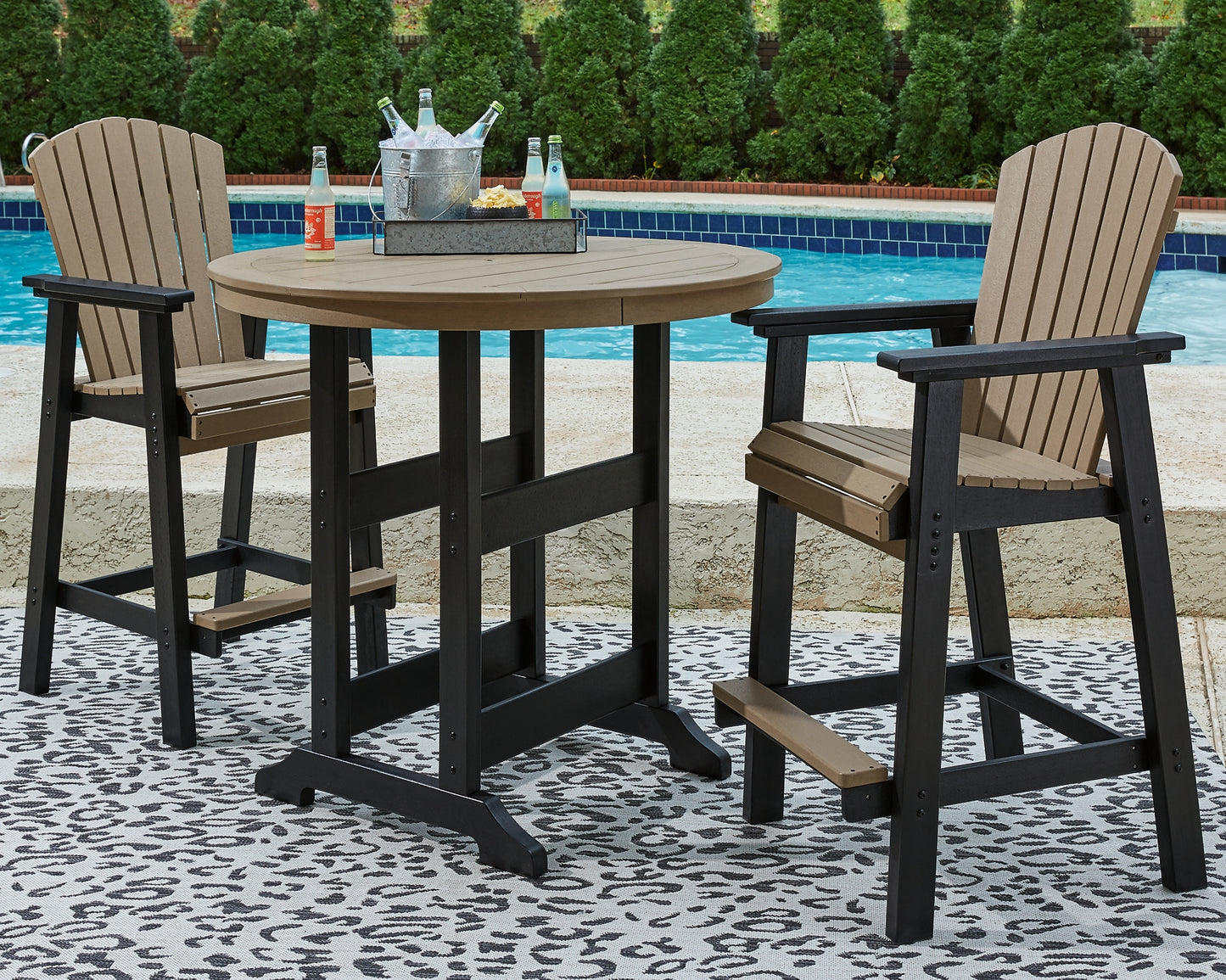 Ashley Express - Fairen Trail Outdoor Bar Table and 2 Barstools