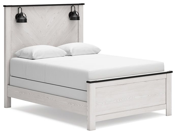 Schoenberg Queen Panel Bed with Mirrored Dresser, Chest and 2 Nightstands
