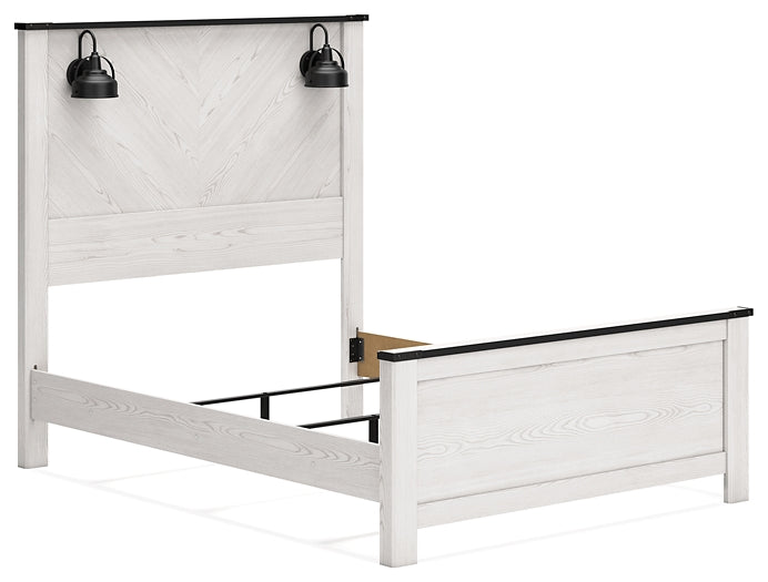 Schoenberg Queen Panel Bed with Mirrored Dresser, Chest and 2 Nightstands