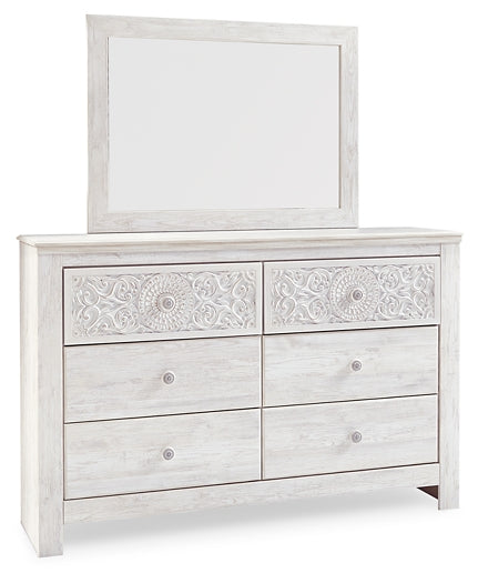 Paxberry Queen Panel Bed with Mirrored Dresser, Chest and Nightstand