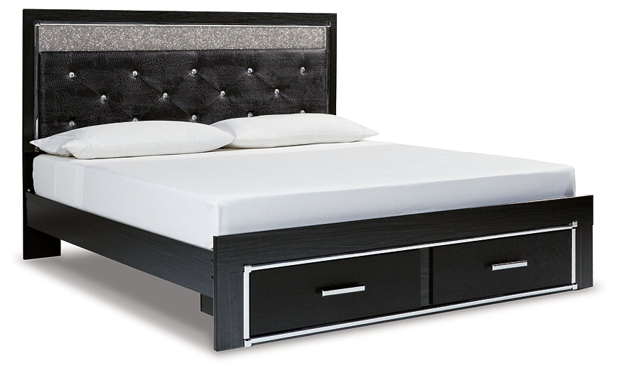 Kaydell King Upholstered Panel Storage Platform Bed with Dresser