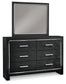 Kaydell King Upholstered Panel Bed with Mirrored Dresser and Chest