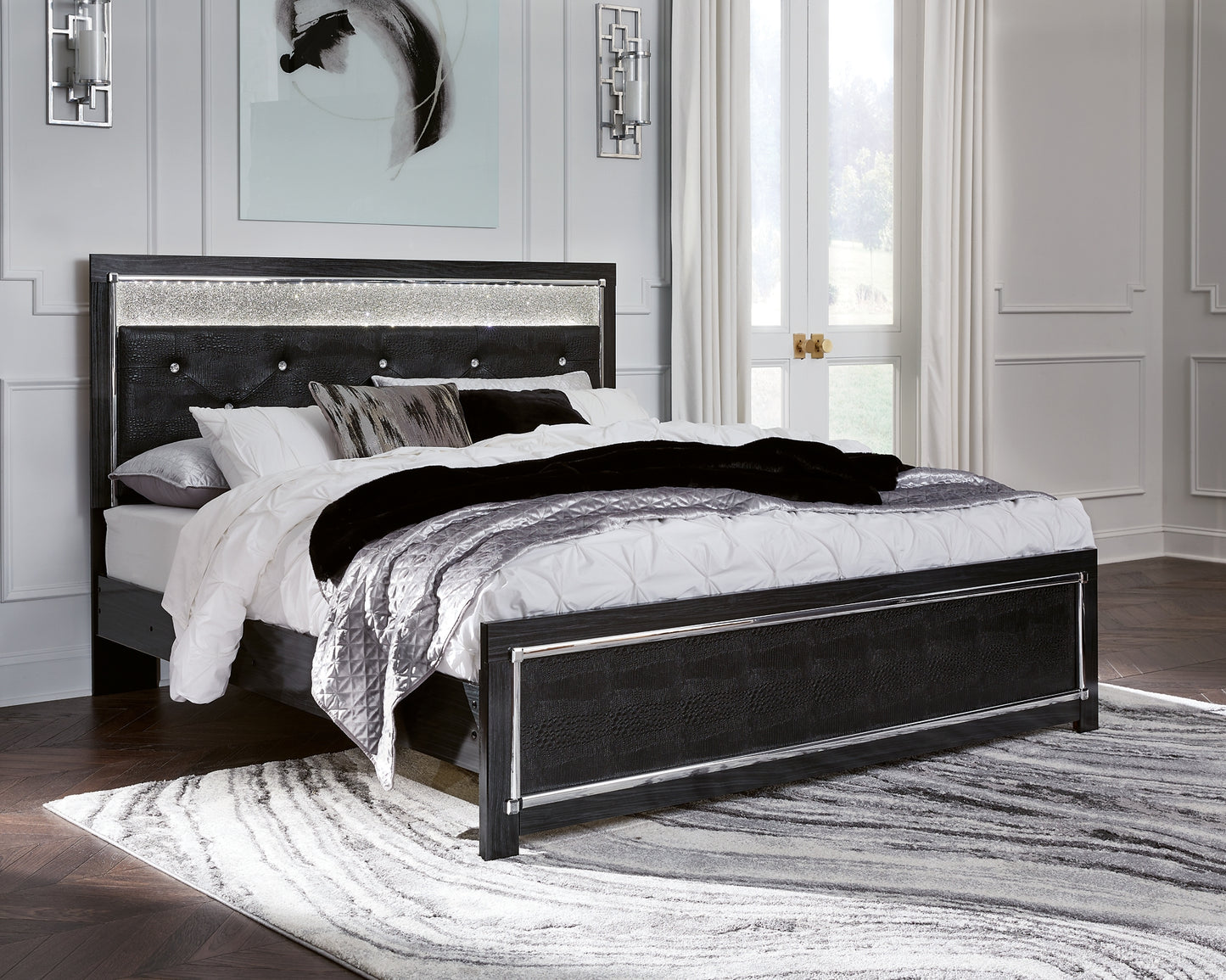 Kaydell King Upholstered Panel Bed with Dresser