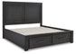 Foyland California King Panel Storage Bed with Mirrored Dresser, Chest and Nightstand