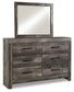 Wynnlow Queen Crossbuck Panel Bed with Mirrored Dresser and 2 Nightstands