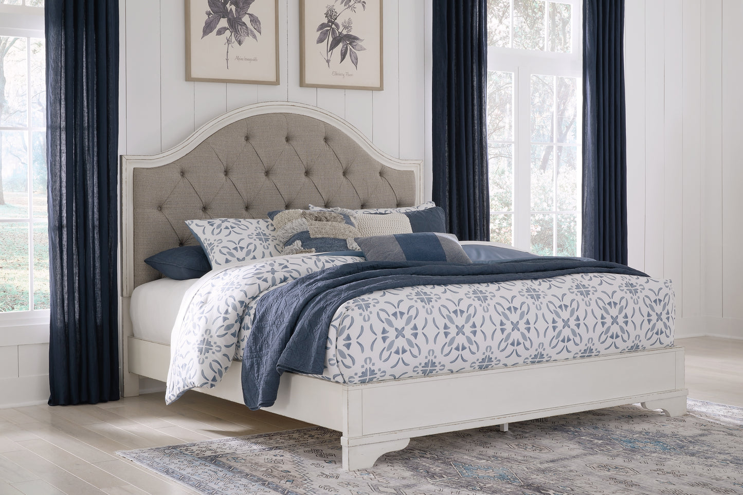 Brollyn California King Upholstered Panel Bed with Dresser